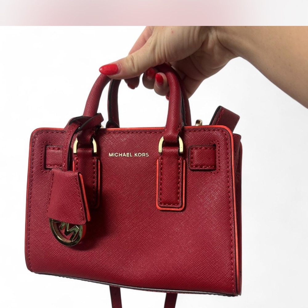 Michael Kors Red Mini Bag with Textured Leather
